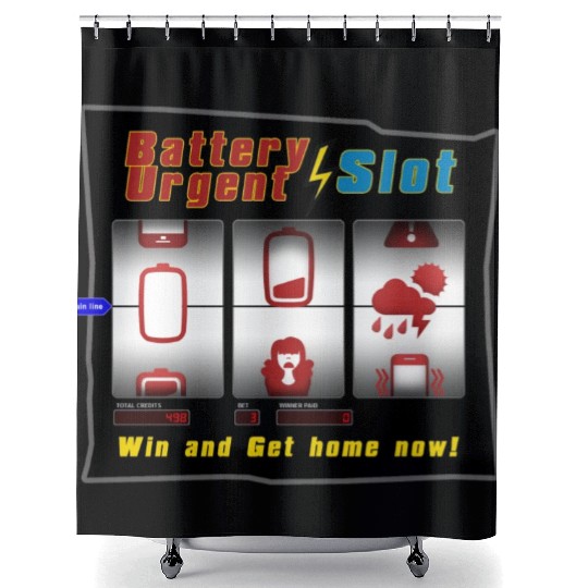 Battery Urgent Slot - Dead Phone = Angry Wife Shower Curtains