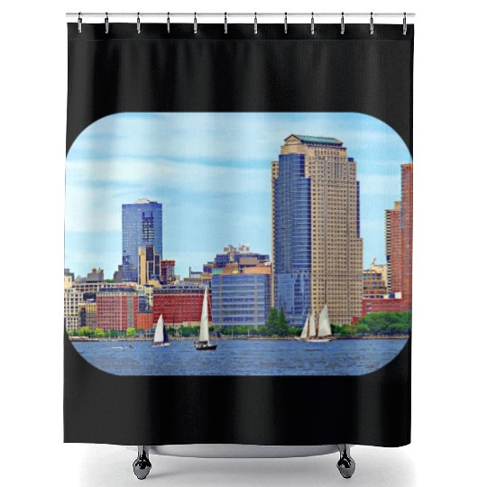 Manhattan NY - Boats By Manhattan Skyline Shower Curtains
