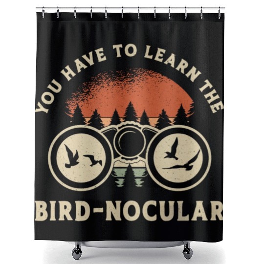 Bird Watching The Bird Nocular Retro Bird Watcher Shower Curtains