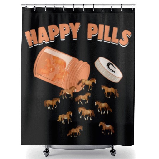 Happy Pills Horse Funny Farm Animal Lovers Humor Shower Curtains