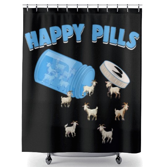 Happy Pills Farm Animal Funny Goat Lovers Humor Shower Curtains