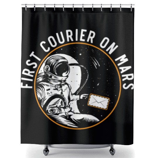 First Courier On Mars Postal Worker Mail Escort Shower Curtains