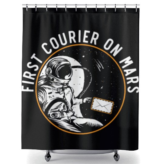 First Courier On Mars Postal Worker Mail Escort Shower Curtains