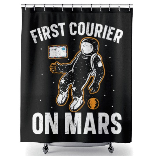 First Courier On Mars Postal Worker Mail Escort Shower Curtains