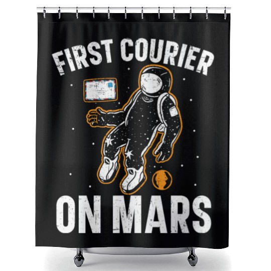 First Courier On Mars Postal Worker Mail Escort Shower Curtains