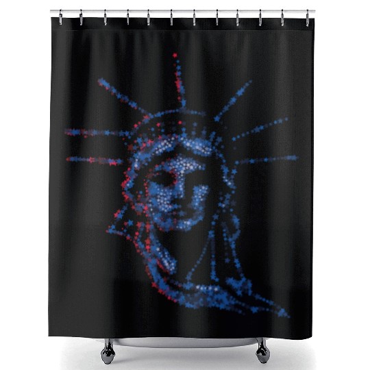 Statue Of Liberty 4th Of July American US Flag Shower Curtains