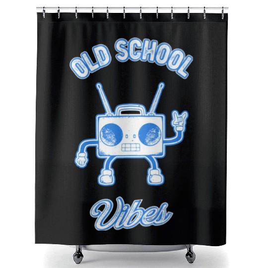 Old School Vibes Retro Beat Box Music Shower Curtains
