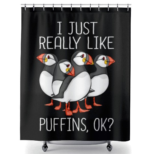 Atlantic Puffin Bird Lover Gift Women Cute Puffin Shower Curtains