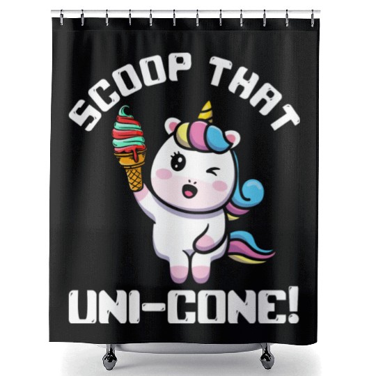 Rainbow Cute Unicorn Ice Cream Lover Mythical Shower Curtains