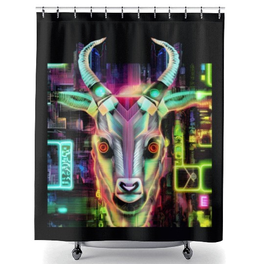 Neon Baphomet Shower Curtains