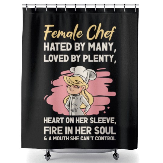 Female Chef Cooking Meals Food Lover Shower Curtains