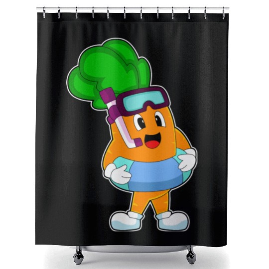 Carrot Swimming Lifebuoy Shower Curtains