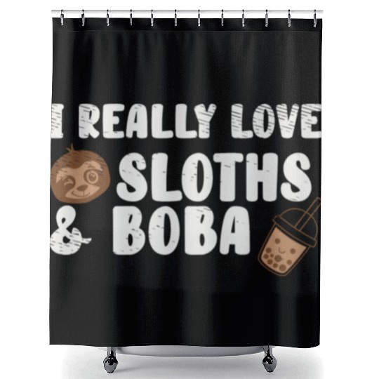 Cute Lazy Sloth Boba Tea Sweet Bubble Tea Shower Curtains