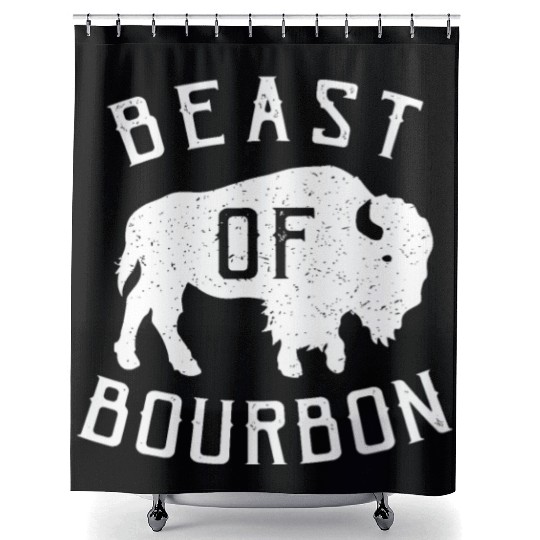 Beast of Bourbon Drinking Whiskey design Bison Buf Shower Curtains