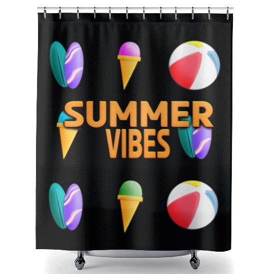 Beach Vibes - Summer Design (Pattern) Shower Curtains