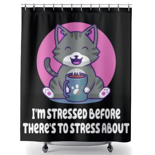 Im Stressed Before Stress Introvert Nerd Antisocia Shower Curtains