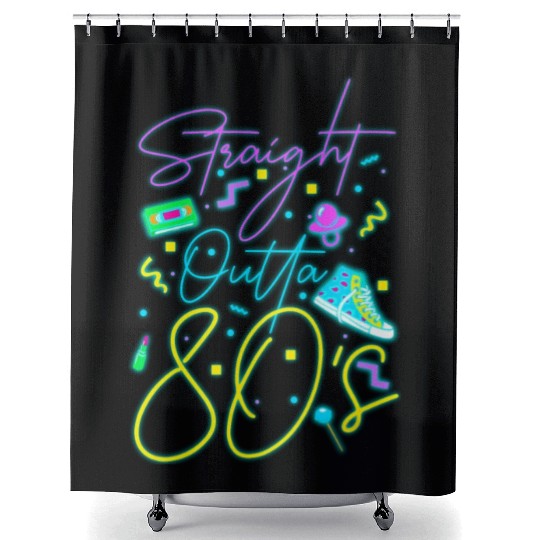 80S Cool Neon Sign Shower Curtains