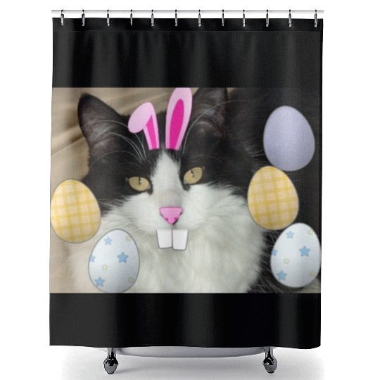 Easter Bunny Cat Face Decor Shower Curtains