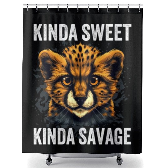 Kinda Sweet Kinda Savage Cute Cheetah Shower Curtains