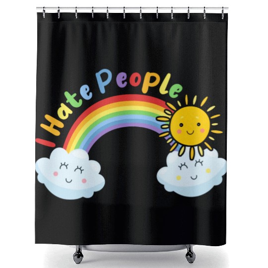 Cute Sun And Cloud I Hate People Shower Curtains