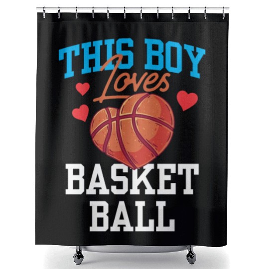 This Boy Loves Basketball Coach Match Player Team Shower Curtains
