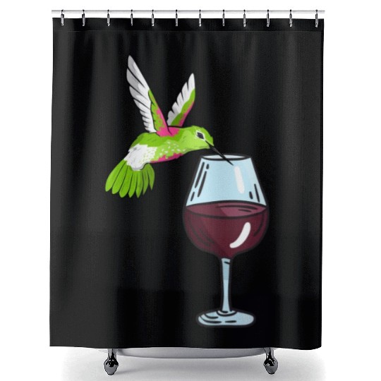 Hummingbird Drinking Wine Birdwatching Hummingbird Shower Curtains