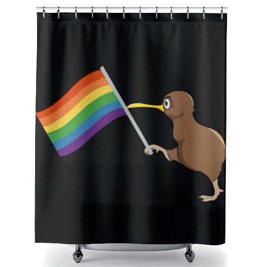 Rainbow Kiwi Pride Shower Curtains
