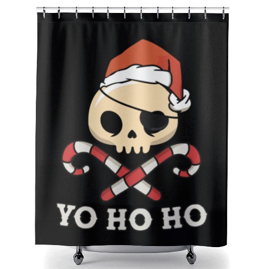 Santa Pirate Funny Christmas - Yo Ho Ho, Pirate Shower Curtains