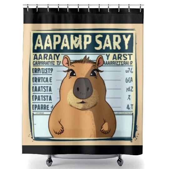 Wanted for 93 Felonies Na Capybara Mugshot Outlaw Shower Curtains
