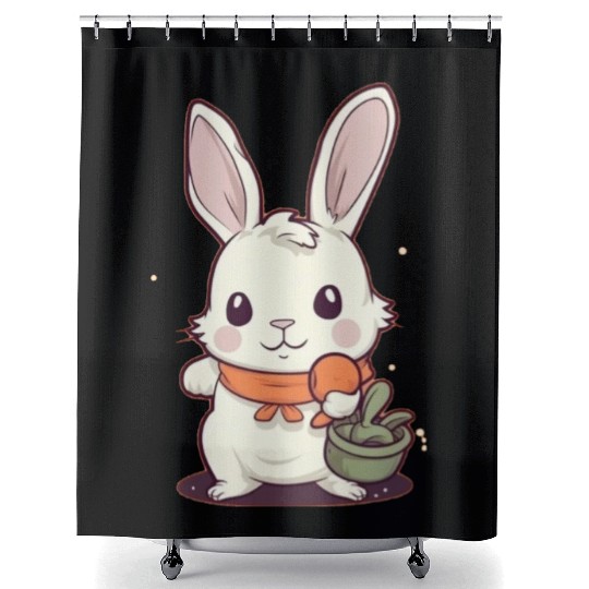 Rabbit Glasses Boys Girls Kids Easter Day Carrot Shower Curtains