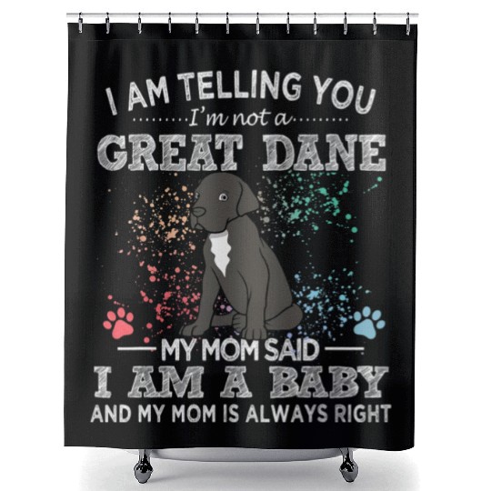 Black Great Dane Mom Puppy Baby Dog Mothers Day Shower Curtains