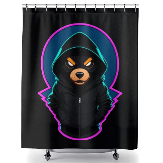 Evil Teddy Bear With Shower Curtains