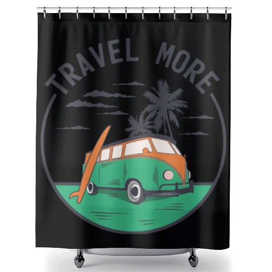 Travel More Vacation Explore Wanderlust Holidays 4 Shower Curtains