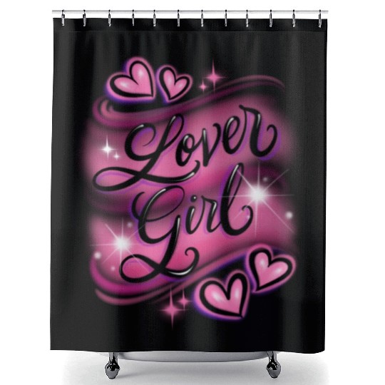 Lover Girl pink airbrush design Shower Curtains