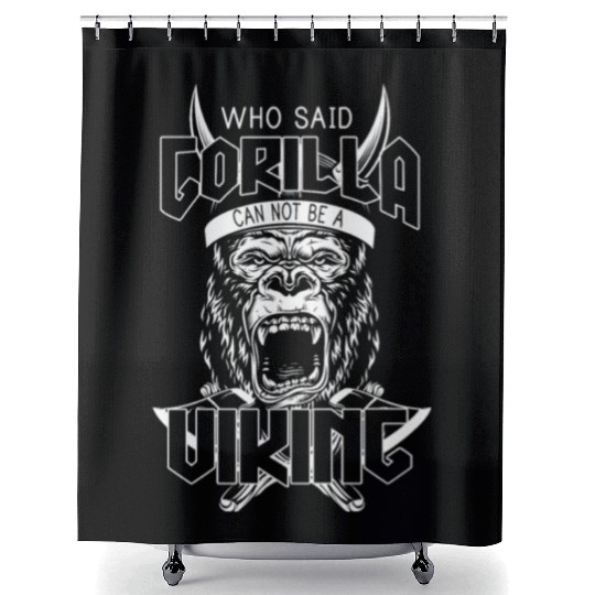 Viking Gorilla Warrior Axe Norse Mythology Shower Curtains
