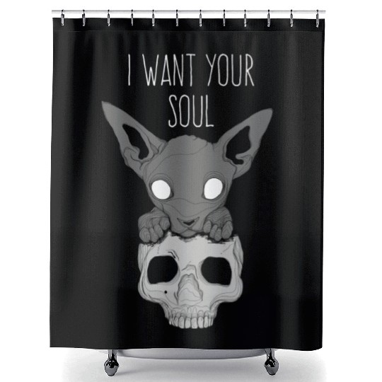 Death Cat Skull Shower Curtains