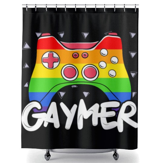 Gaymer Video Game Rainbow Pride Month LGBTQ Gay Shower Curtains