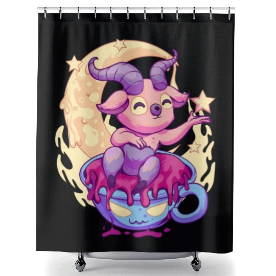 Pastel Goth Kawaii Baphomet Tea Shower Curtains