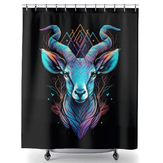 Gazelle capricorn goat mountains vacation hipster Shower Curtains