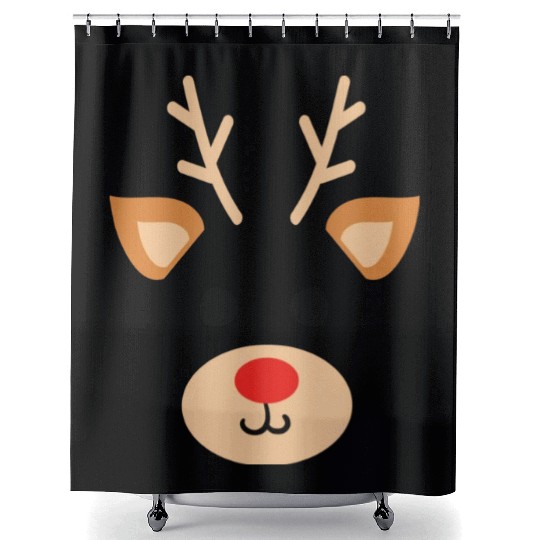 Rudolph Red Nosed Reindeer Antlers Deer Christmas Shower Curtains