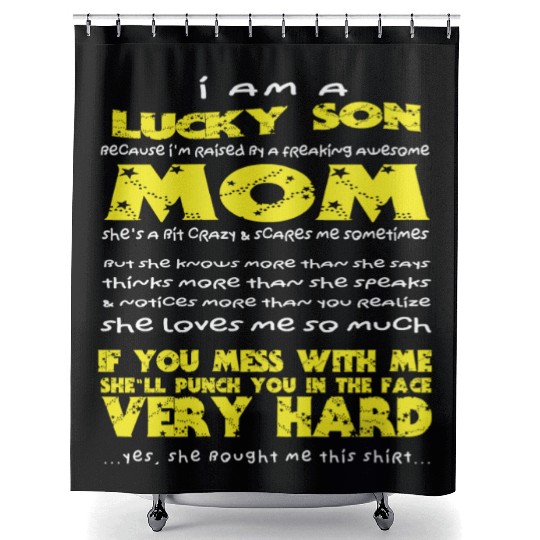 Lucky Son Awesome Mom Shower Curtains