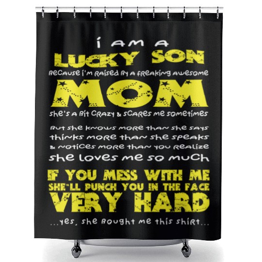 Lucky Son Awesome Mom Shower Curtains