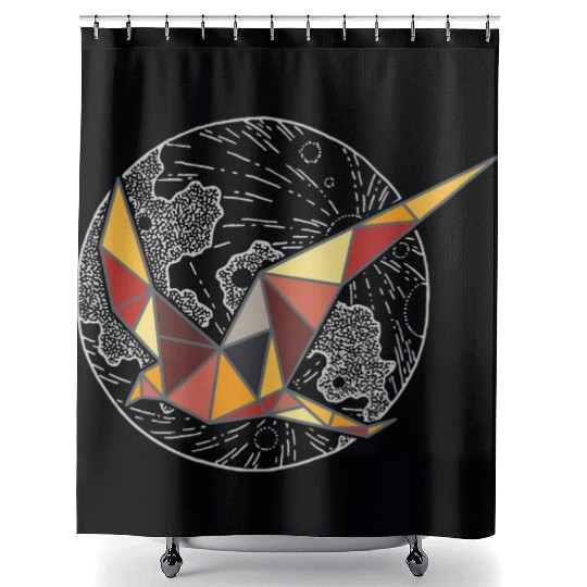 geometric bird Shower Curtains