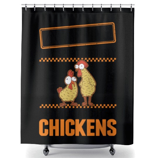 Warning Chickens Farmer Chicken Shower Curtains