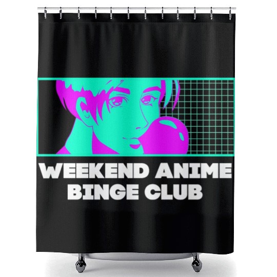 Weekend Anime Binge Club Kawaii Japanese Cute Japa Shower Curtains