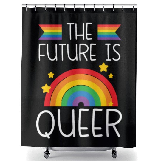 The Future Is Queer LGBTQ Rainbow Pride Month Shower Curtains