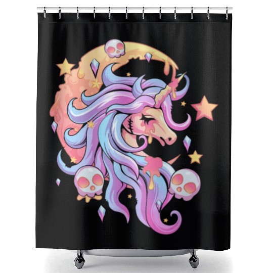 Pastel Goth Unicorn Shower Curtains