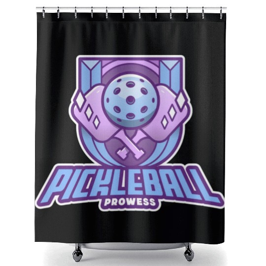 Pickleball Prowess | Paddle Sports Player Emblem Shower Curtains