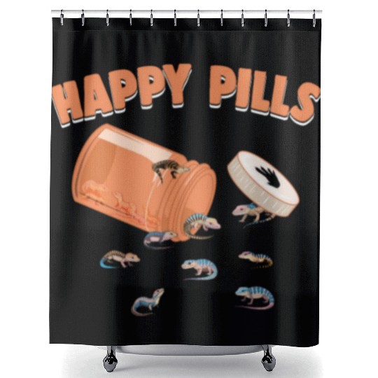Happy Pills Blue-Tongued Skink Funny Lizards Lover Shower Curtains