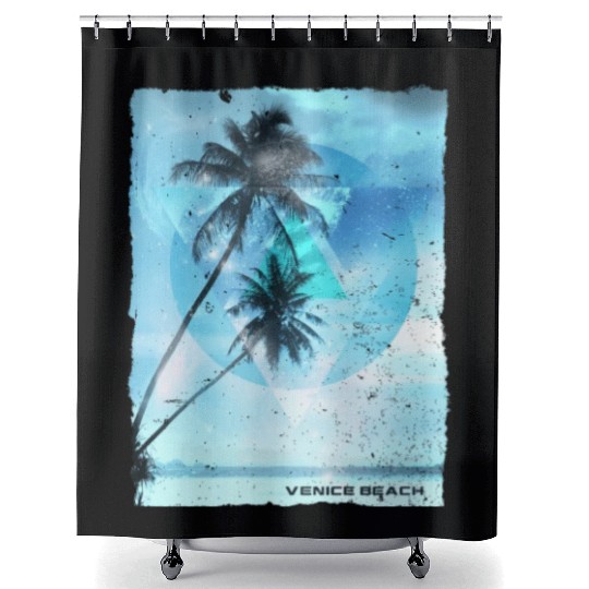 Artistic Venice Beach California Palm Tree Shower Curtains